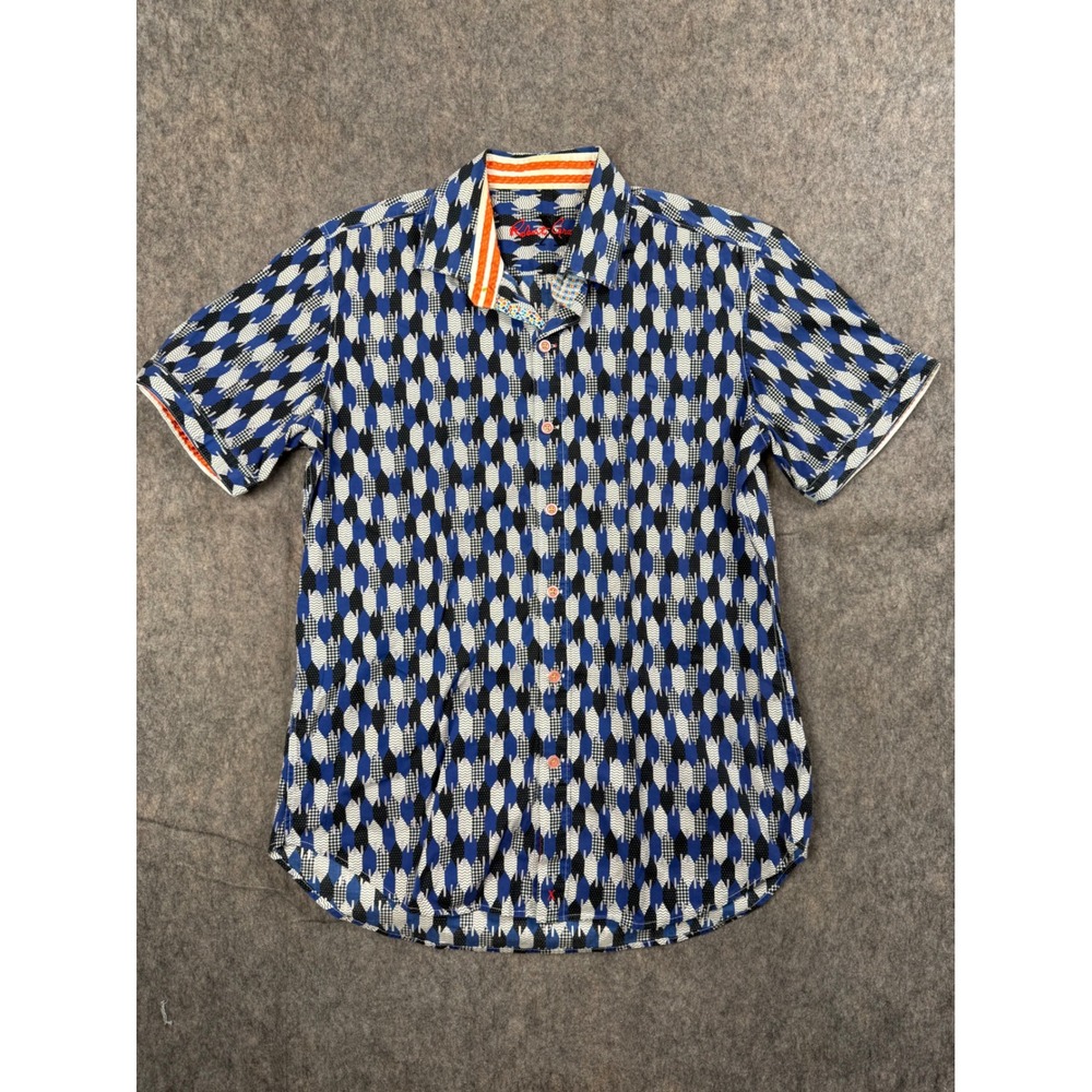 Robert Graham Mens Tailored Fit Geometric Arrow Short Sleeve Button Down Shirt M